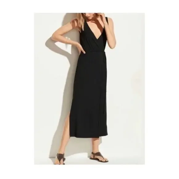 Vince Dresses Vince Size Xs Sleeveless Vneck Midi Wrap Dress